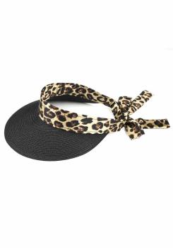 Leopard Straw Sun Hat Adjustable Visor