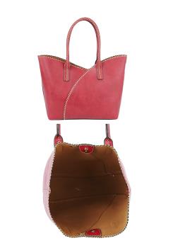 2 In 1 Stitching Design Tote With Mini Bag Set