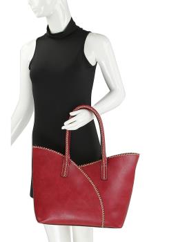 2 In 1 Stitching Design Tote With Mini Bag Set