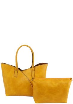 2 In 1 Stitching Design Tote With Mini Bag Set