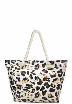 Canvas Leopard Print Beach Bag