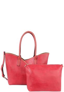 2 In 1 Stitching Design Tote With Mini Bag Set