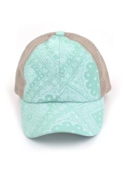 CC Paisley Half Mesh Elastic Criss-Cross Back Band Fashion Cap