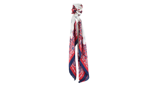Red & Navy Paisley Floral Scrunchie Scarfs